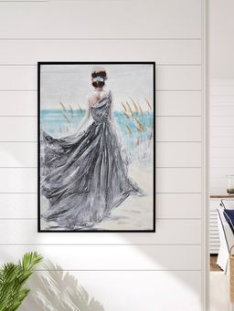 At Home by Nilkamal - Sea Girl Canvas Wall Painting (Seagreen & Grey)