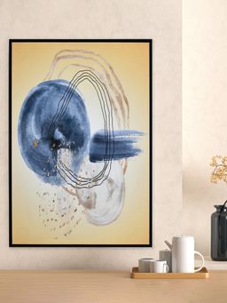 At Home by Nilkamal - Retro Ring Canvas Wall Painting (Mustard, Indigo & Gold)