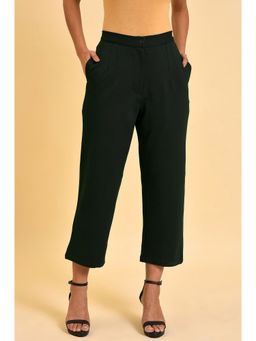 W - Green Solid/Plain Straight Pant
