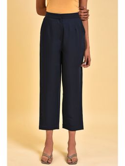 W - Blue Solid/Plain Slim Pant