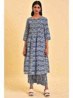 W - Blue Stripes Kurta & Parallel Pant (Set of 2)