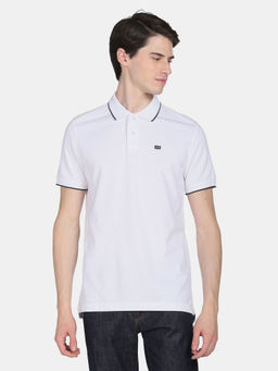 Arrow - Sports Men White Solid Compact Cotton Polo Shirt