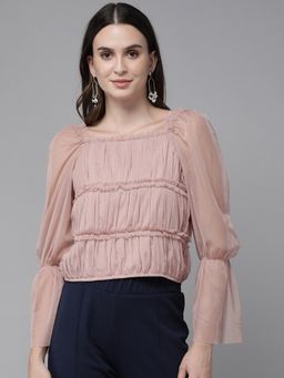 RARE - Beige-coloured Net Crop Top