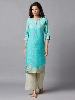 Aurelia - Blue Floral Printed Kurta