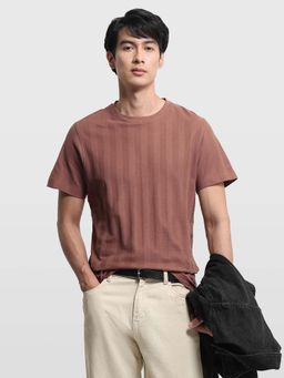 Arrow Newyork - Men Brown Cotton Half Sleeves T-Shirt