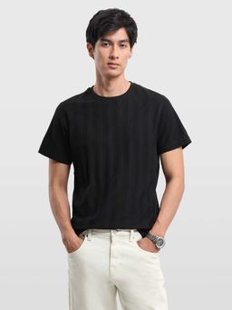 Arrow Newyork - Men Black Cotton Half Sleeves T-Shirt
