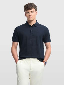 Arrow - Men Navy Blue Cotton Half Sleeves Polo T-Shirt