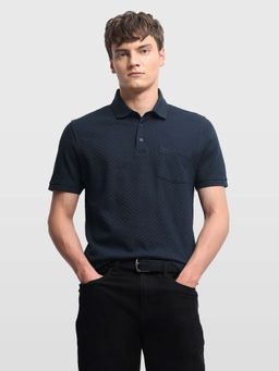 Arrow - Men Navy Blue Cotton Half Sleeves Polo T-Shirt