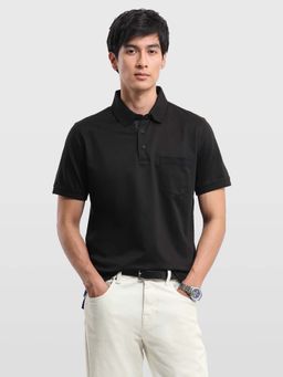 Arrow - Men Black Cotton Half Sleeves Polo T-Shirt
