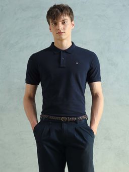 Arrow Sports - Men Blue Cotton Half Sleeves Polo T-Shirt