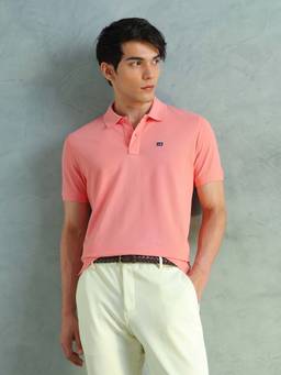 Arrow Sports - Men Pink Cotton Half Sleeves Polo T-Shirt