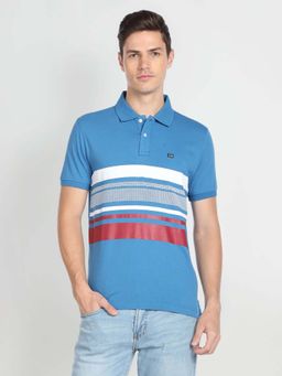 Arrow Sports - Men Blue Cotton Half Sleeves Polo T-Shirt