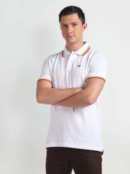 Arrow Sports - Men White Cotton Half Sleeves Polo T-Shirt
