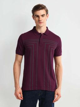 Arrow Sports - Men Purple Cotton Half Sleeves Polo T-Shirt