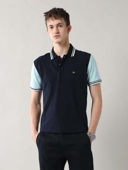 Arrow Sports - Men Blue Cotton Half Sleeves Polo T-Shirt