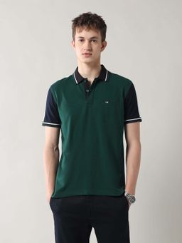 Arrow Sports - Men Green Cotton Half Sleeves Polo T-Shirt