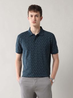 Arrow Sports - Men Blue Cotton Half Sleeves Polo T-Shirt