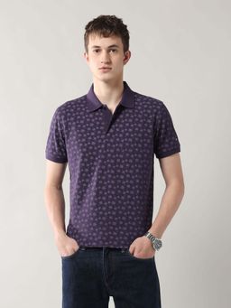 Arrow Sports - Men Purple Cotton Half Sleeves Polo T-Shirt