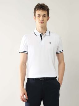 Arrow Sports - Men White Cotton Half Sleeves Polo T-Shirt