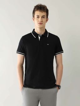 Arrow Sports - Men Black Cotton Half Sleeves Polo T-Shirt