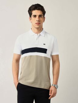 Arrow Sports - Men Beige Cotton Half Sleeves Polo T-Shirt