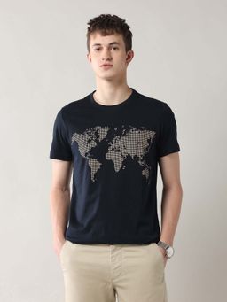 Arrow Sports - Men Blue Cotton Half Sleeves T-Shirt