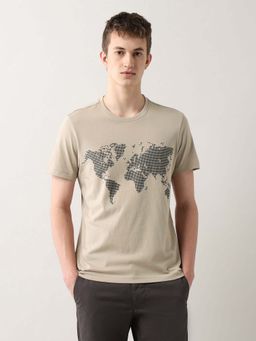 Arrow Sports - Men Brown Cotton Half Sleeves T-Shirt