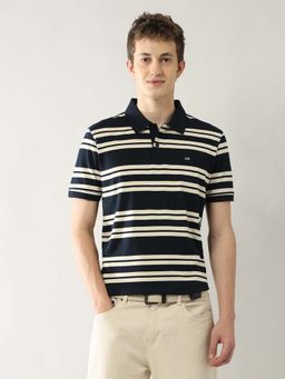 Arrow Sports - Men Blue Cotton Half Sleeves Polo T-Shirt