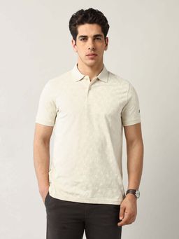 Arrow Sports - Men Beige Cotton Half Sleeves Polo T-Shirt
