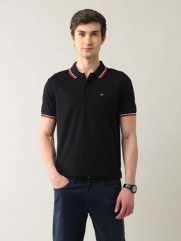 Arrow Sports - Men Black Cotton Half Sleeves Polo T-Shirt
