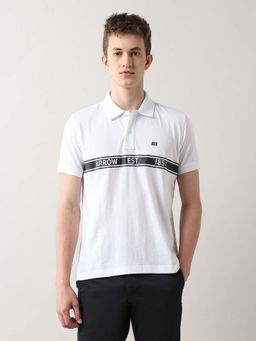 Arrow Sports - Men White Cotton Half Sleeves Polo T-Shirt