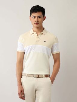 Arrow Sports - Men Beige Cotton Half Sleeves Polo T-Shirt