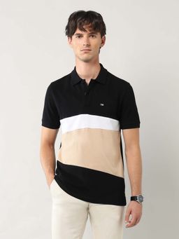 Arrow Sports - Men Black Cotton Half Sleeves Polo T-Shirt