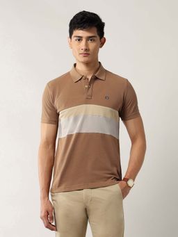 Arrow Sports - Men Beige Cotton Half Sleeves Polo T-Shirt