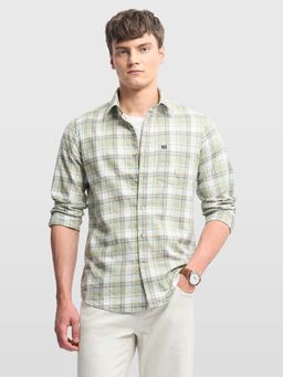 Arrow Sports - Men Green Cotton Full Sleeves Shirt