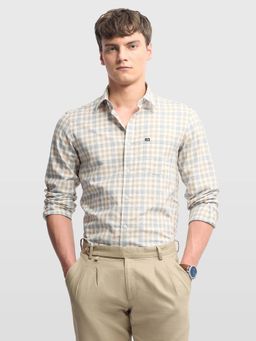 Arrow Sports - Men Beige Cotton Full Sleeves Shirt