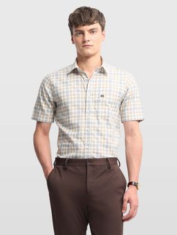 Arrow Sports - Men Beige Cotton Half Sleeves Shirt