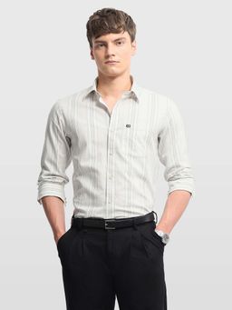 Arrow Sports - Men Beige Cotton Full Sleeves Shirt