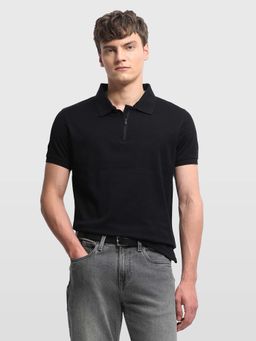 Arrow Sports - Men Black Cotton Half Sleeves Polo T-Shirt