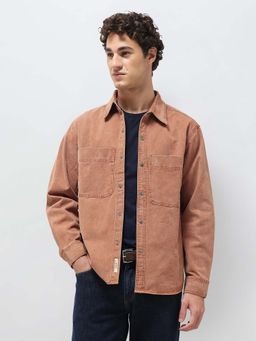 U.S. Polo Assn. Denim Co. - Men Brown Cotton Full Sleeves Shirt