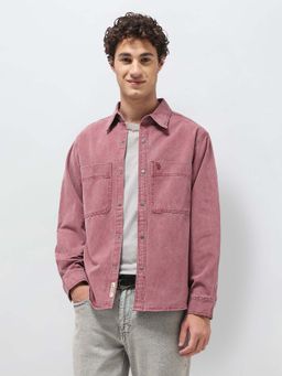 U.S. Polo Assn. Denim Co. - Men Pink Cotton Full Sleeves Shirt
