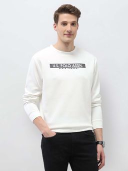 U.S. Polo Assn. Denim Co. - Men Beige Knitted Full Sleeves Sweatshirt