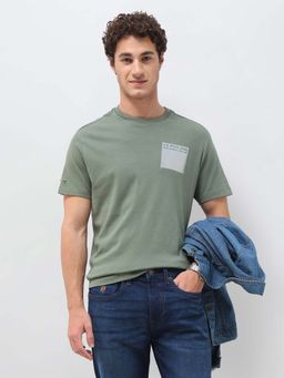 U.S. Polo Assn. Denim Co. - Men Green Cotton Half Sleeves T-Shirt