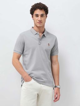 U.S. Polo Assn. Denim Co. - Men Grey Cotton Half Sleeves Polo T-Shirt