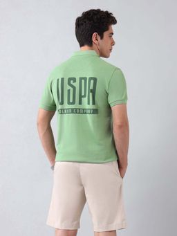 U.S. Polo Assn. Denim Co. - Men Green Cotton Half Sleeves Polo T-Shirt