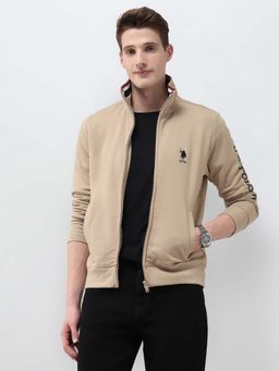 U.S. POLO ASSN. - Men Beige Cotton Full Sleeves Sweatshirt