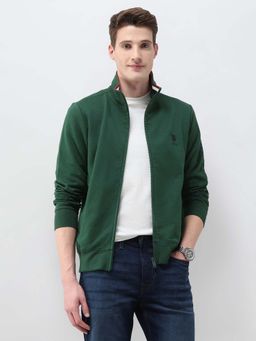 U.S. POLO ASSN. - Men Green Cotton Full Sleeves Sweatshirt