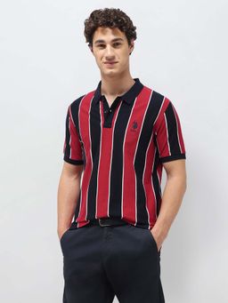 U.S. POLO ASSN. - Men Red Cotton Half Sleeves Polo T-Shirt