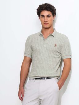 U.S. POLO ASSN. - Men Green Knitted Half Sleeves Polo T-Shirt