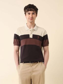 U.S. POLO ASSN. - Men Brown Cotton Half Sleeves Polo T-Shirt